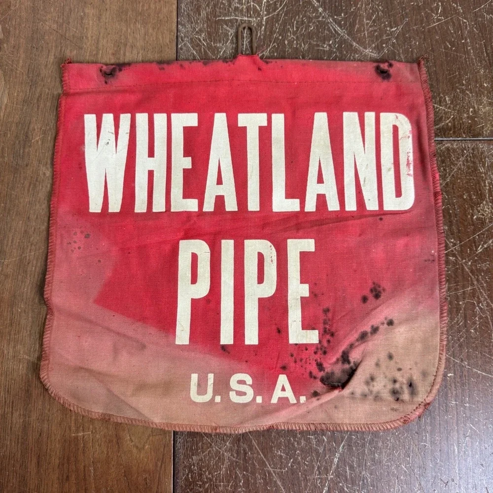 Vintage Wheatland Pipe U.S.A. Red Safety Flag Cotton 12 x‎ 12 inches Decor